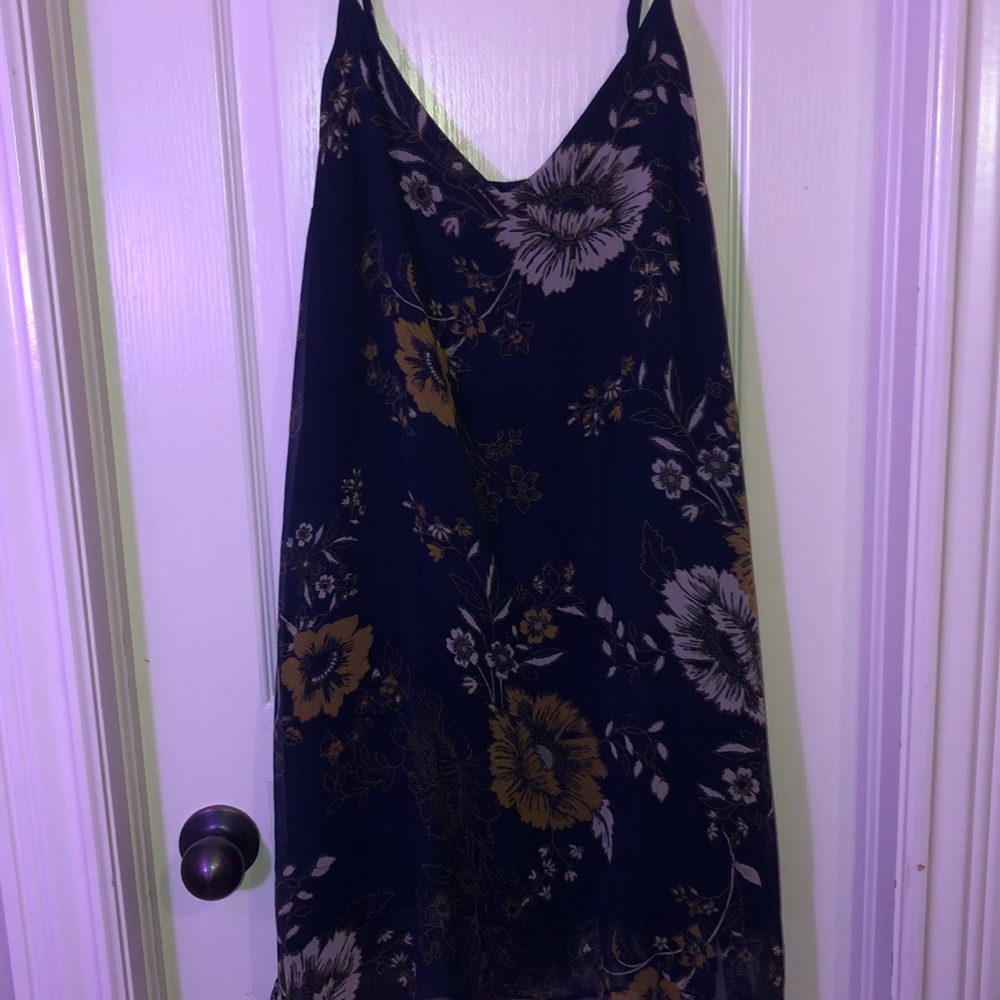 blue and gold mini dress